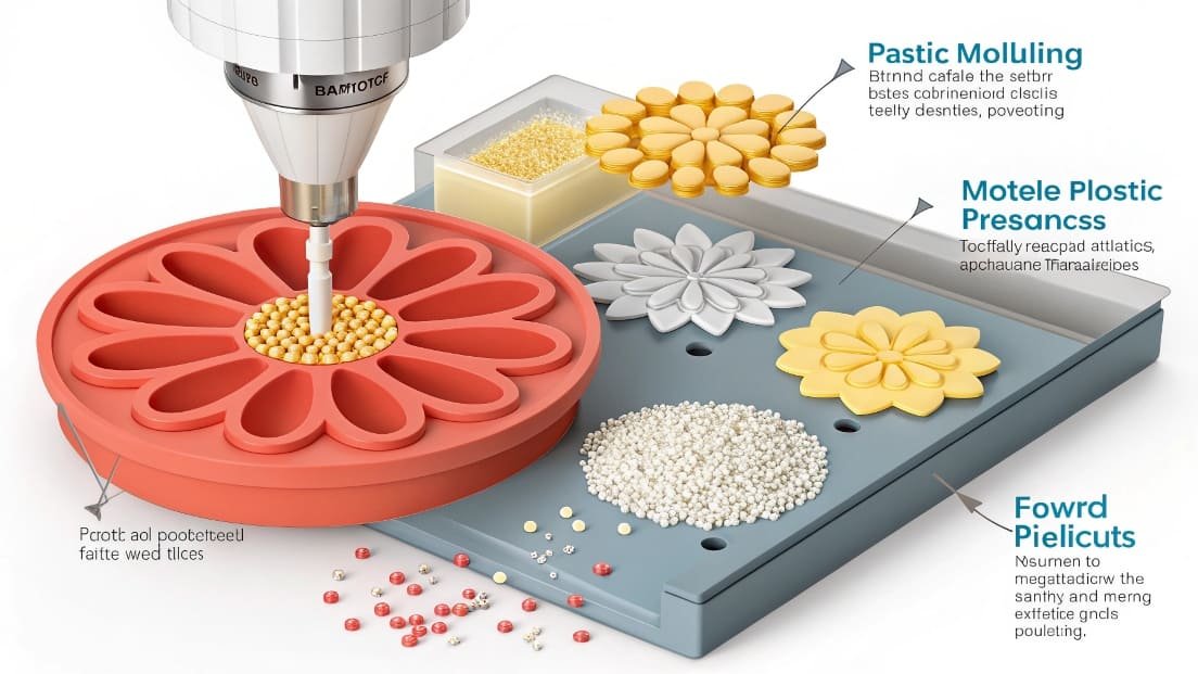An animation showing plastic flowing from a gate into a mold cavity