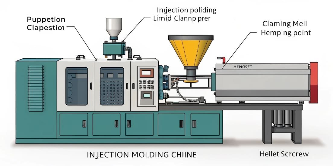 A detailed CAD drawing of a plastic injection mold on a computer screen